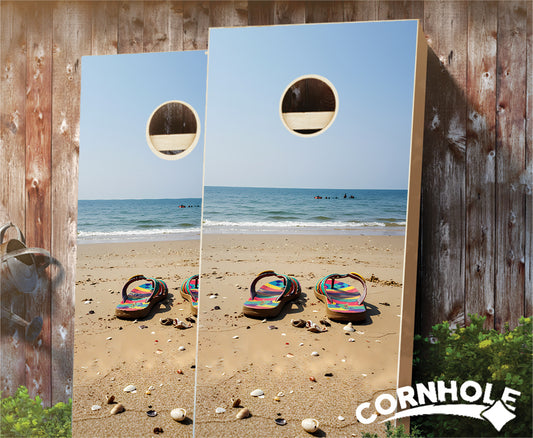 "Flip Flops on Beach" Cornhole Boards