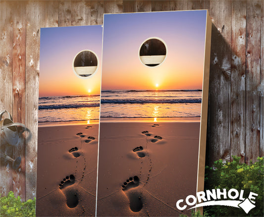 "Footprints in the Sand" Cornhole Boards