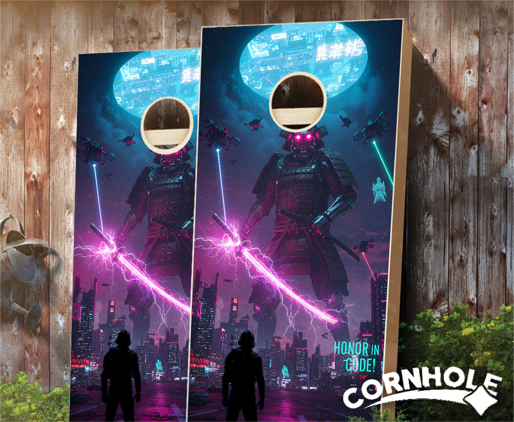 "Giant Cybersamurai City" Cornhole Boards