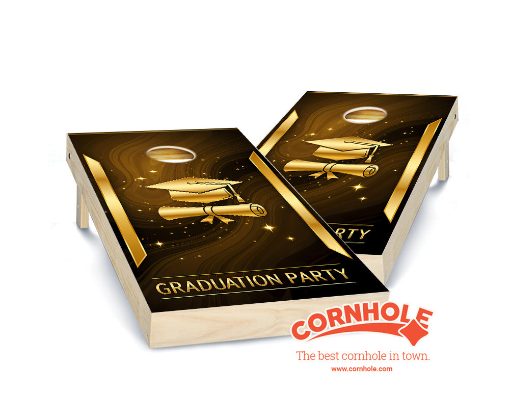 "Graduation Party - Gold" Cornhole Boards