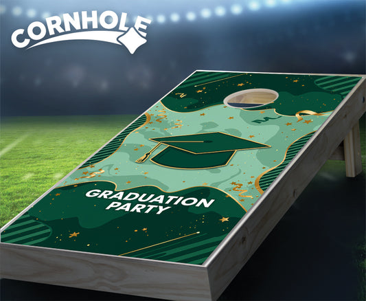 "Graduation Party - Green & Gold" Cornhole Boards