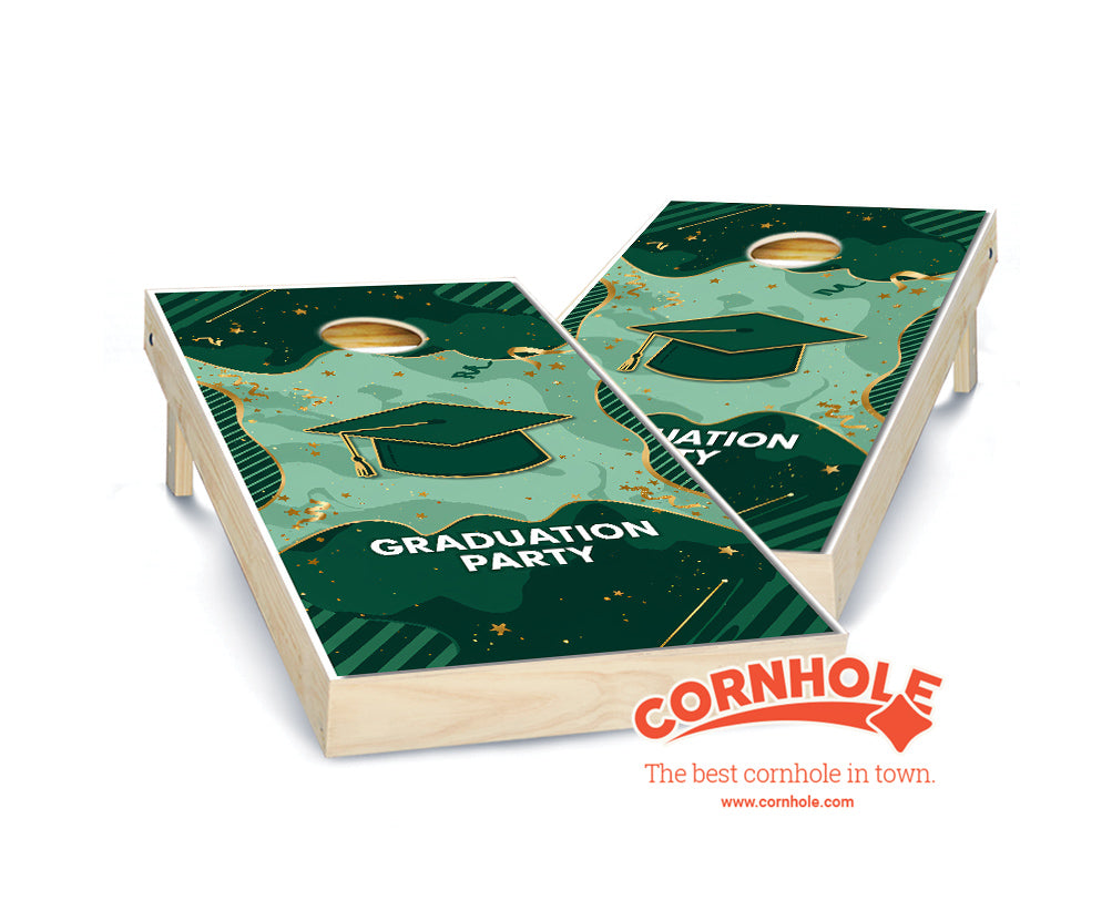 "Graduation Party - Green & Gold" Cornhole Boards