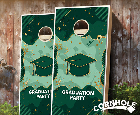 "Graduation Party - Green & Gold" Cornhole Boards