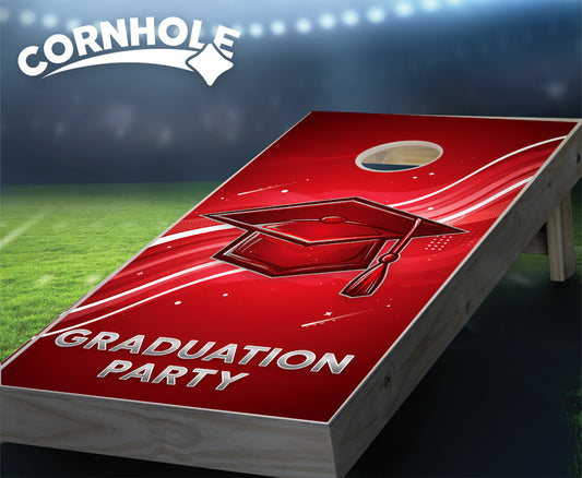 "Graduation Party - Red" Cornhole Boards