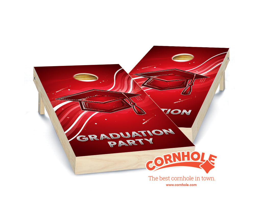 "Graduation Party - Red" Cornhole Boards