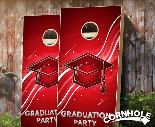 "Graduation Party - Red" Cornhole Boards