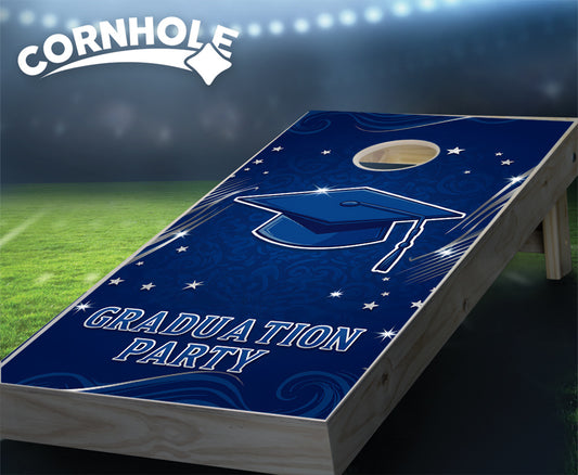 "Graduation Party - Royal Blue & White" Cornhole Boards