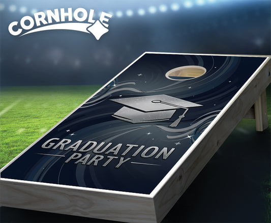 "Graduation Party - Silver" Cornhole Boards