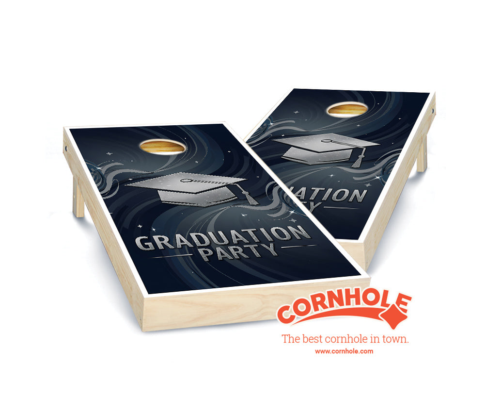 "Graduation Party - Silver" Cornhole Boards