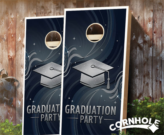 "Graduation Party - Silver" Cornhole Boards