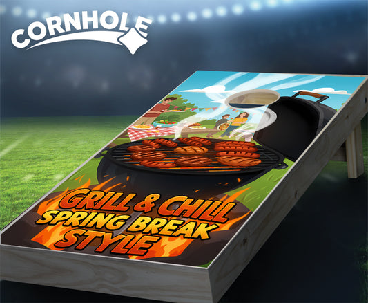 "Grill & Chill - Spring Break Style" Cornhole Boards