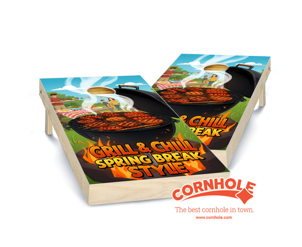 "Grill & Chill - Spring Break Style" Cornhole Boards