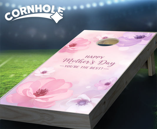 "Happy Mother's Day - You're the Best. Pink Purple Flowers" Cornhole Boards