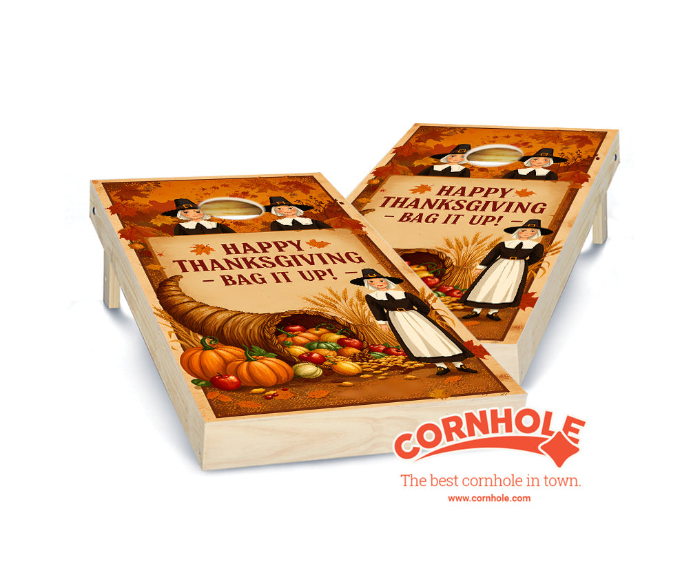 "Happy Thanksgiving - Bag it Up" Cornhole Boards