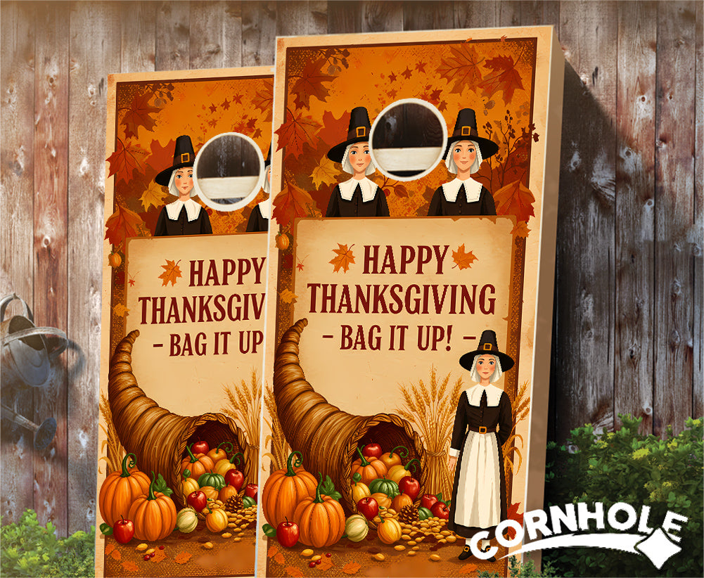 "Happy Thanksgiving - Bag it Up" Cornhole Boards