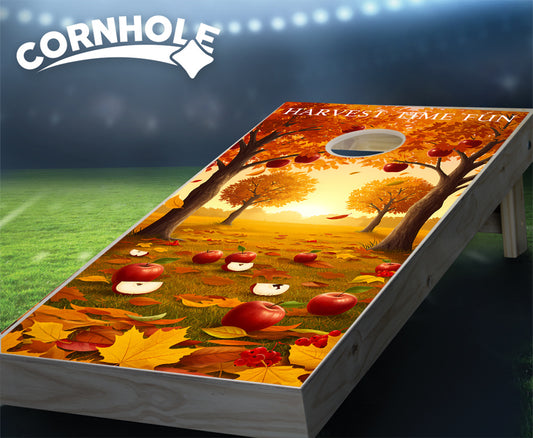 "Harvest Time Fun - Fallen Apples" Cornhole Boards