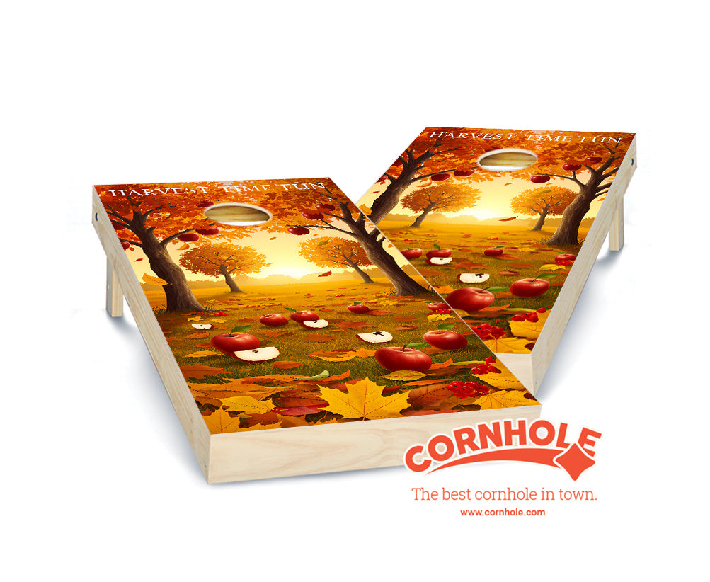 "Harvest Time Fun - Fallen Apples" Cornhole Boards