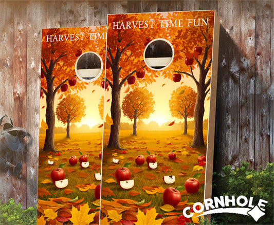 "Harvest Time Fun - Fallen Apples" Cornhole Boards