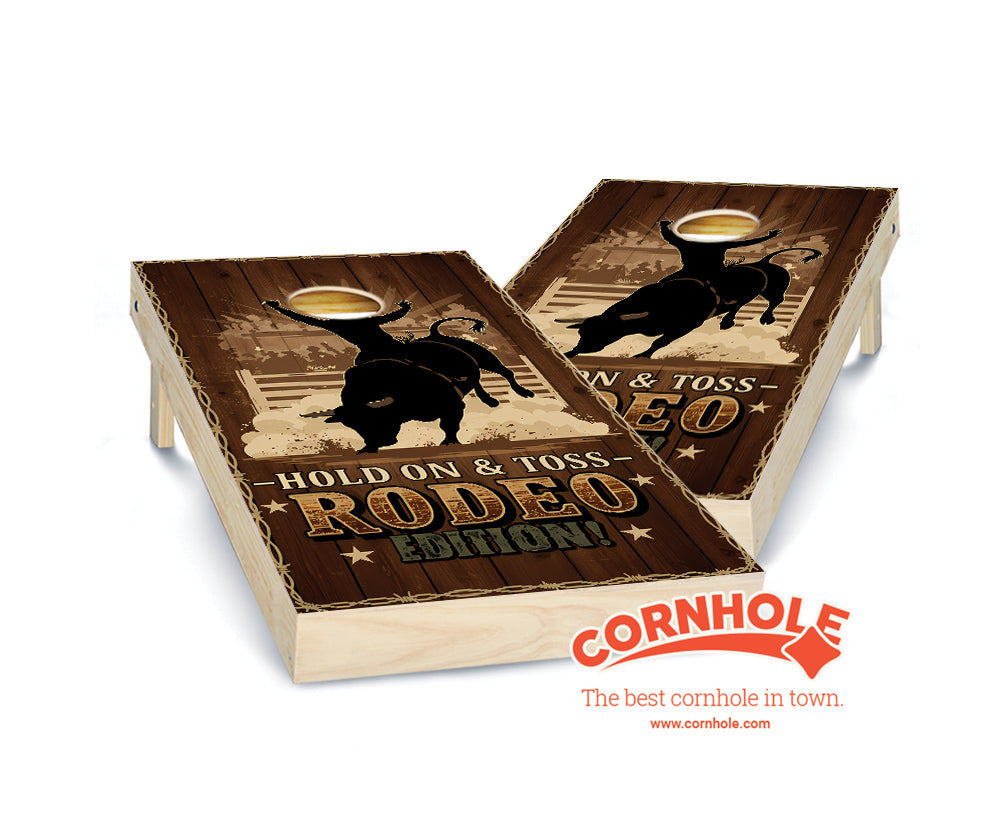 "Hold on and Toss - Rodeo Edition" Cornhole Boards