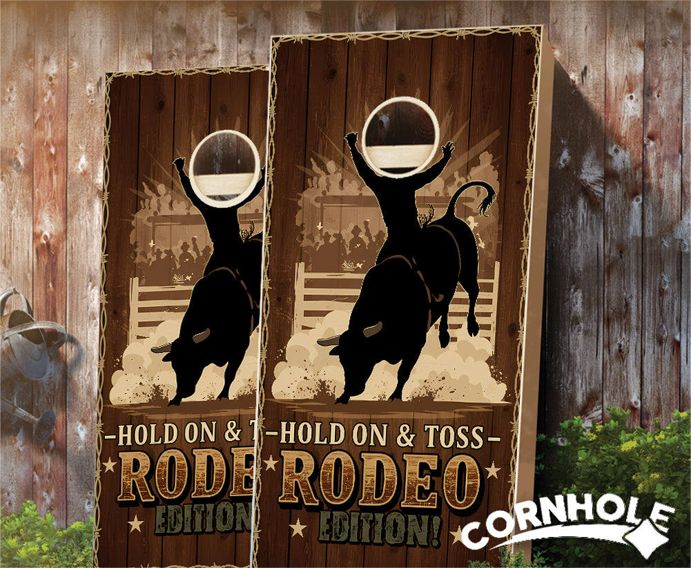 "Hold on and Toss - Rodeo Edition" Cornhole Boards