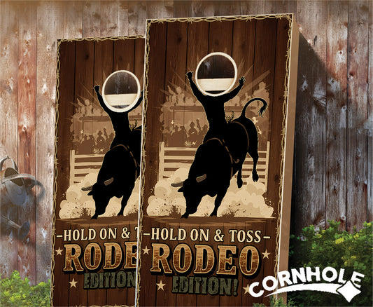 "Hold on and Toss - Rodeo Edition" Cornhole Boards