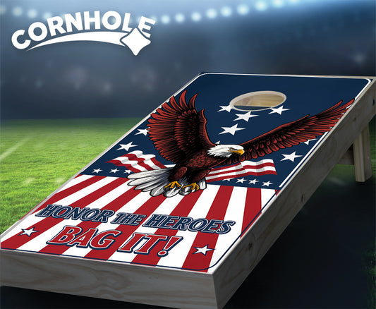 "Honor the Heroes - Eagle Bag It Patriotic" Cornhole Boards