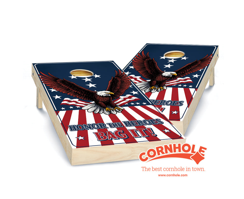 "Honor the Heroes - Eagle Bag It Patriotic" Cornhole Boards