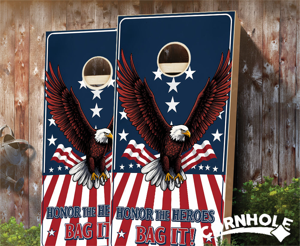 "Honor the Heroes - Eagle Bag It Patriotic" Cornhole Boards