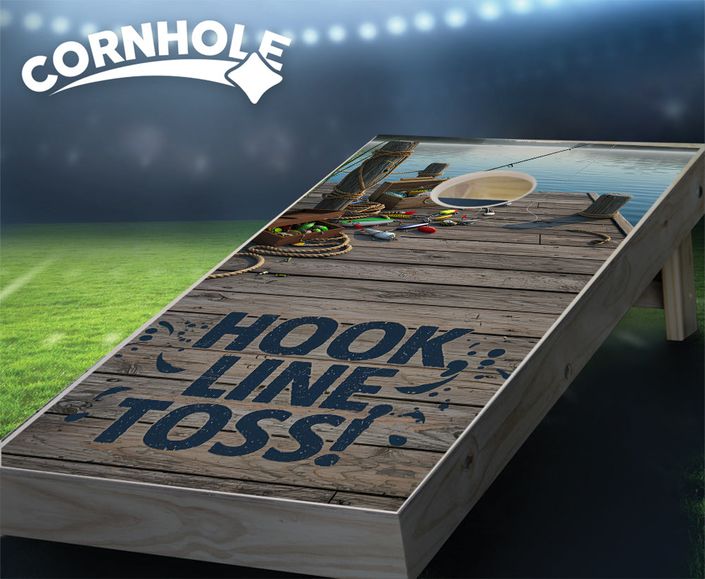 "Hook, Line, Toss! - Fishing" Cornhole Boards