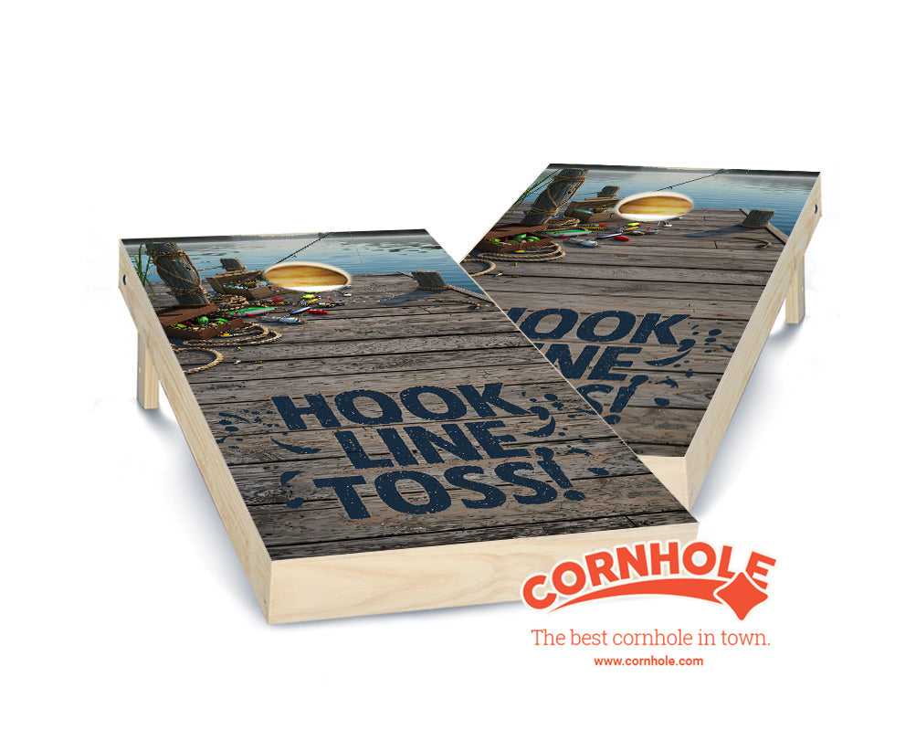 "Hook, Line, Toss! - Fishing" Cornhole Boards