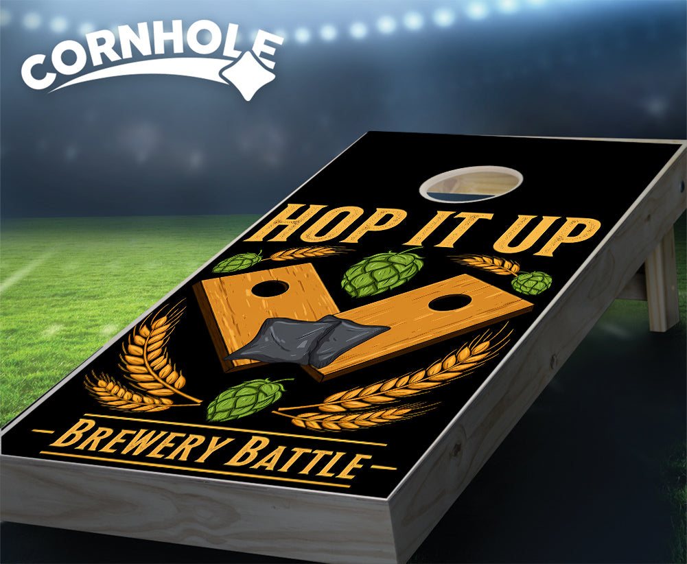 "Hop it Up - Brewery Battle Black" Cornhole Boards