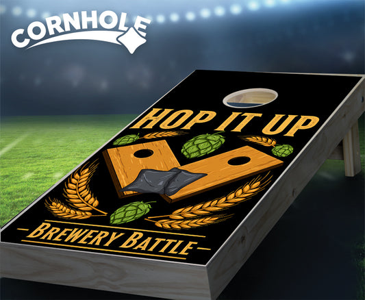 "Hop it Up - Brewery Battle Black" Cornhole Boards