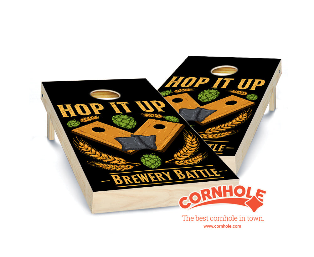 "Hop it Up - Brewery Battle Black" Cornhole Boards