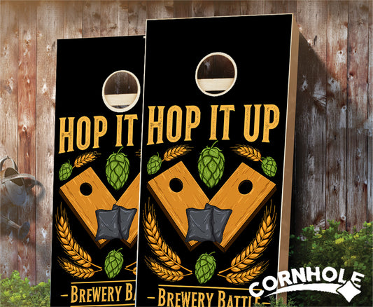 "Hop it Up - Brewery Battle Black" Cornhole Boards