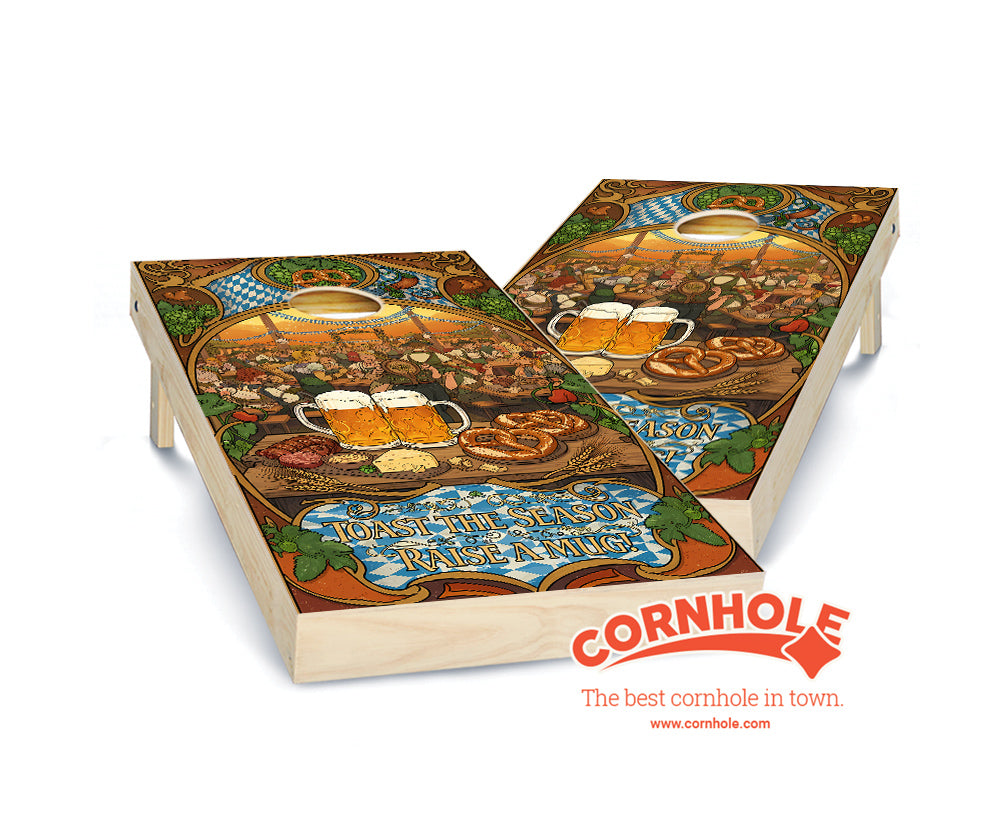 "Illustration Oktoberfest - Toast the Season" Cornhole Boards