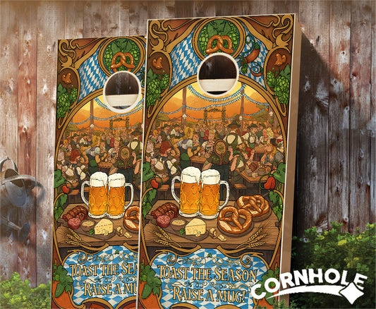 "Illustration Oktoberfest - Toast the Season" Cornhole Boards