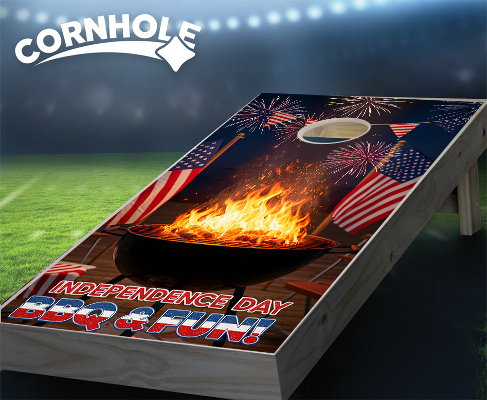 "Independence Day - BBQ & Fun" Cornhole Boards