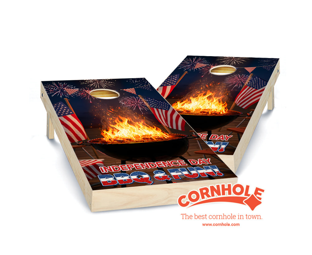 "Independence Day - BBQ & Fun" Cornhole Boards