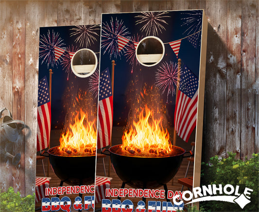 "Independence Day - BBQ & Fun" Cornhole Boards