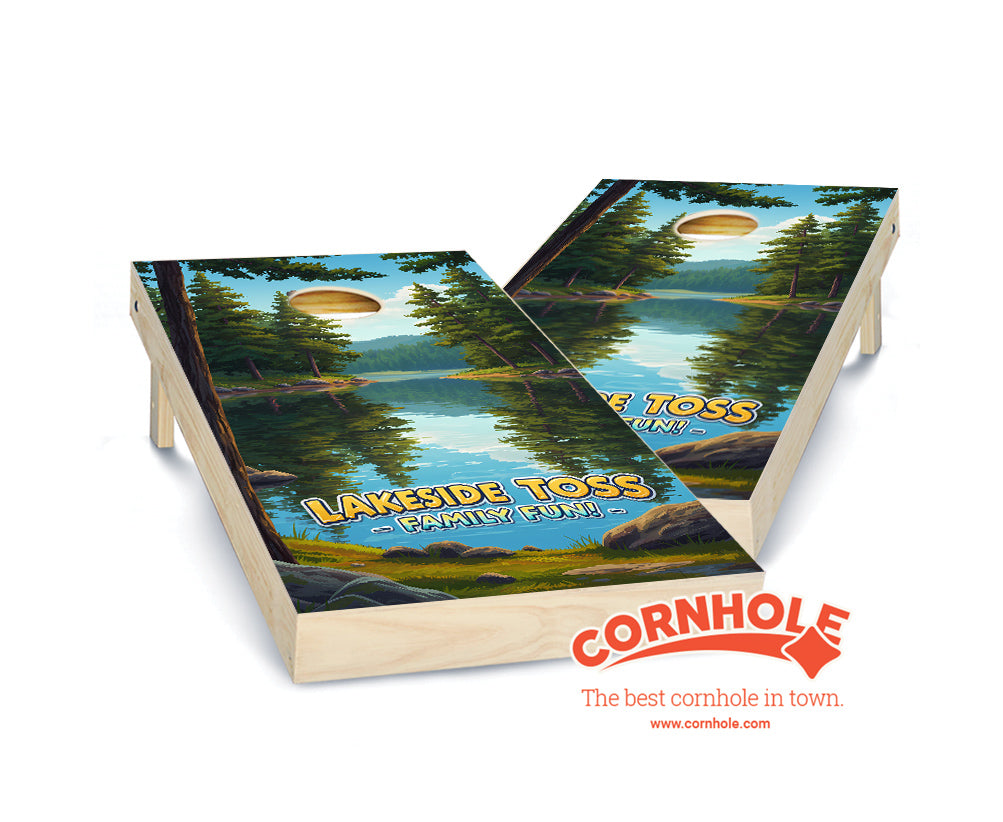 "Lakeside Toss - Family Fun" Cornhole Boards