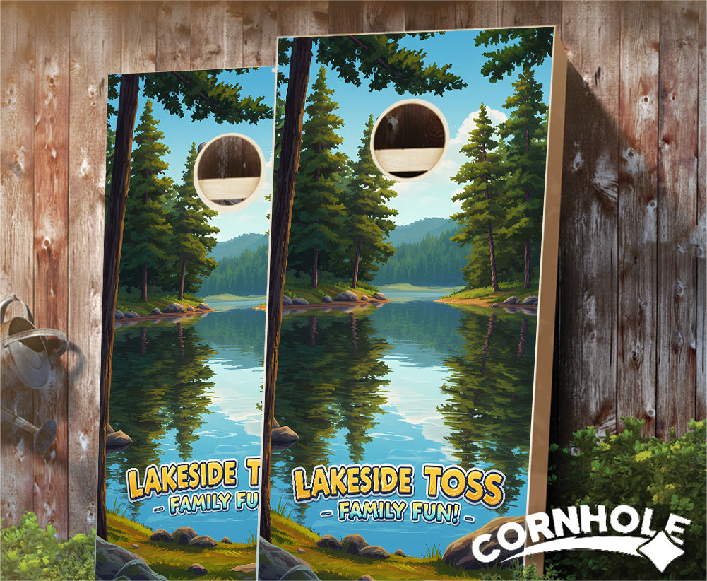 "Lakeside Toss - Family Fun" Cornhole Boards