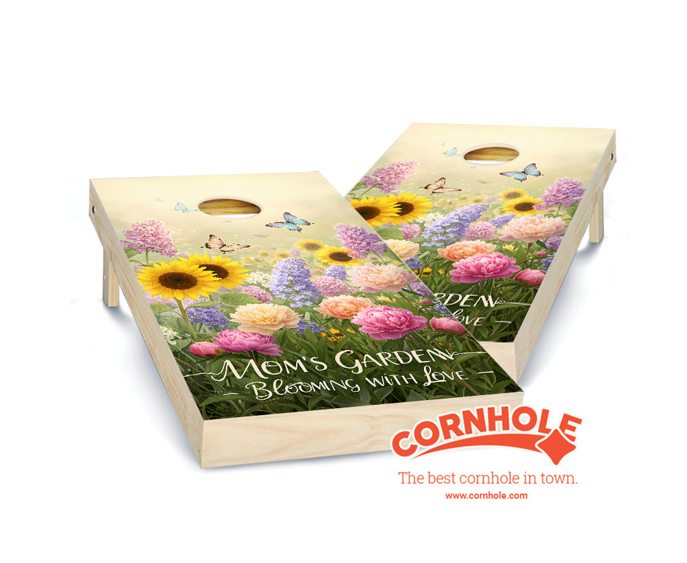 "Mom's Garden - Blooming with Love. Flowers & Butterflies" Cornhole Boards