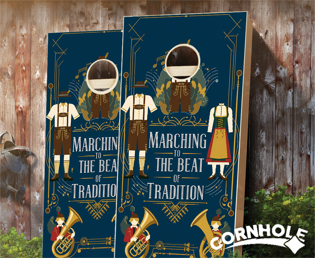 "Oktoberfest - Marching to the Beat of Tradition" Cornhole Boards