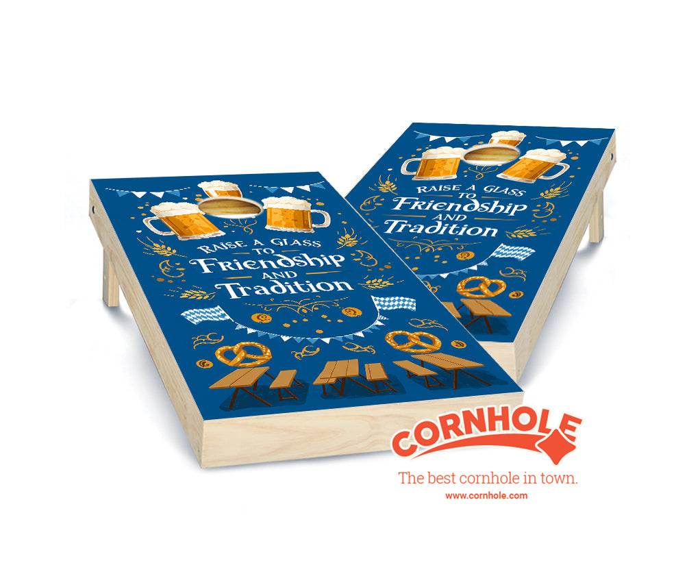 "Oktoberfest - Raise a Glass to Friendship & Tradition" Cornhole Boards