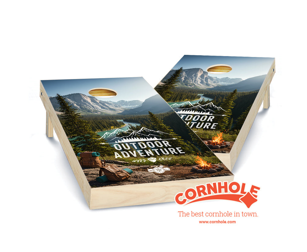 "Outdoor Adventure - Mountain Range River" Cornhole Boards