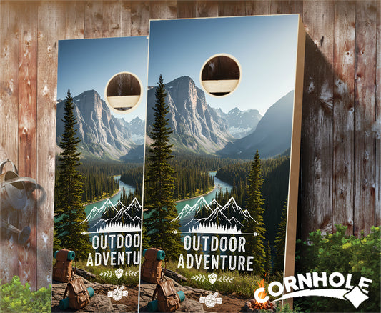 "Outdoor Adventure - Mountain Range River" Cornhole Boards