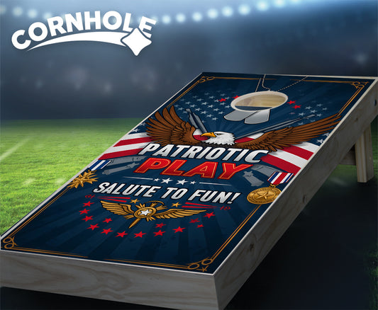 "Patriotic Play - Salute to Fun" Cornhole Boards