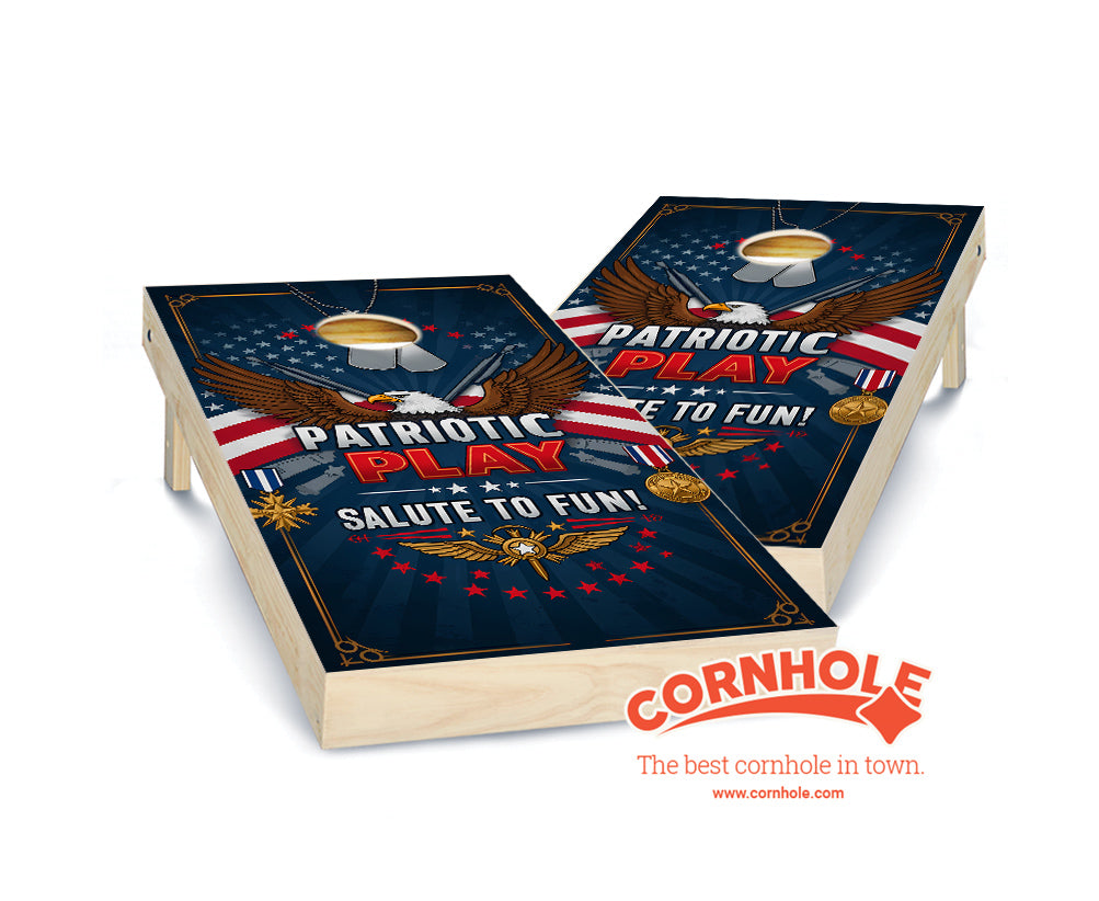 "Patriotic Play - Salute to Fun" Cornhole Boards