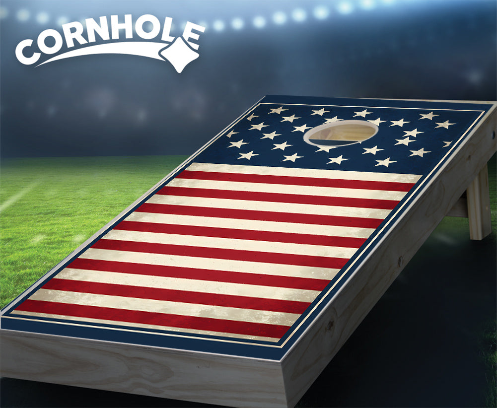 "Patriotic Stars & Horizontal Stripes" Cornhole Boards