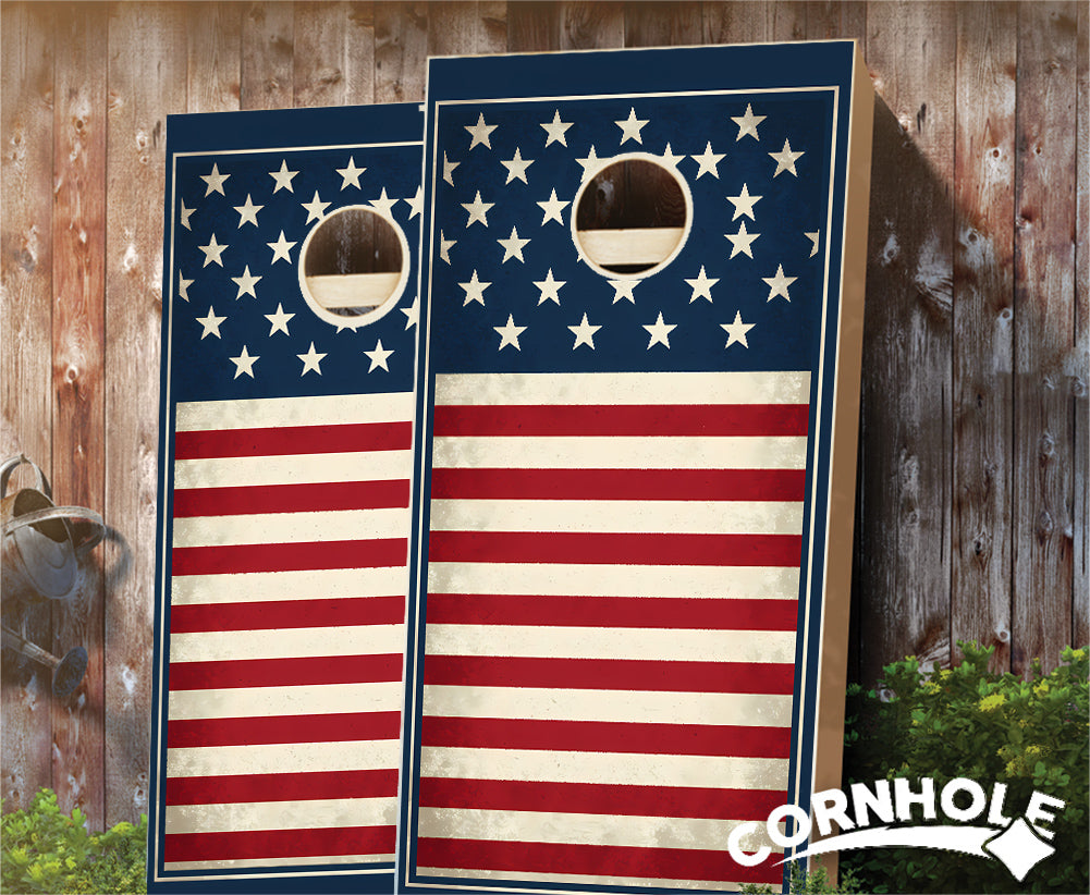 "Patriotic Stars & Horizontal Stripes" Cornhole Boards